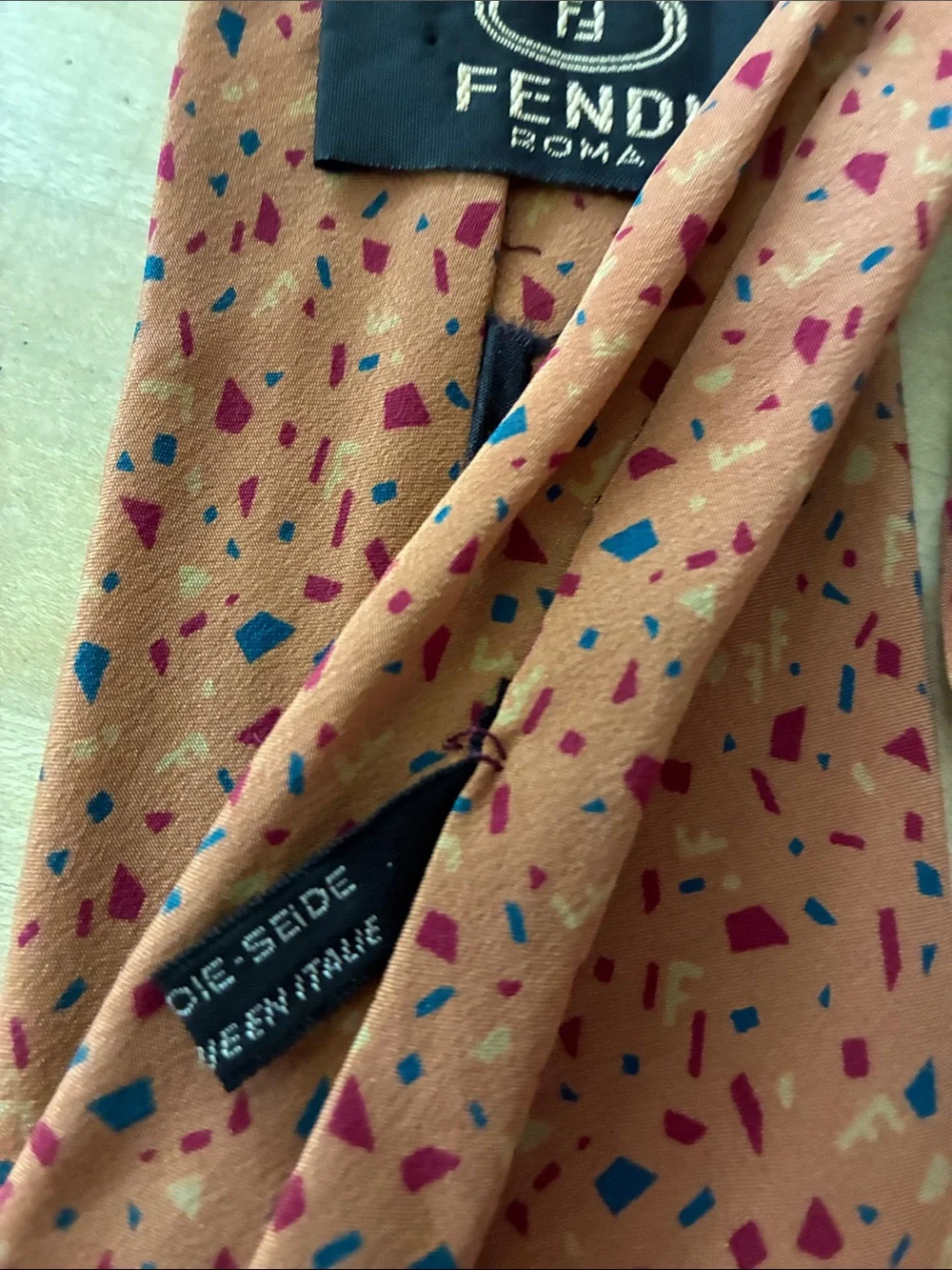 GIFTED! Vintage Fendi Terrazzo 100% Silk Tie Scarf!